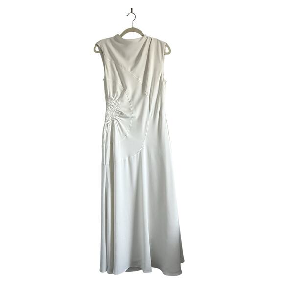 A.L.C. Kaia Gathered Sleeveless Midi Dress Off White Size 6 Feminine modest Chic - Picture 2 of 12
